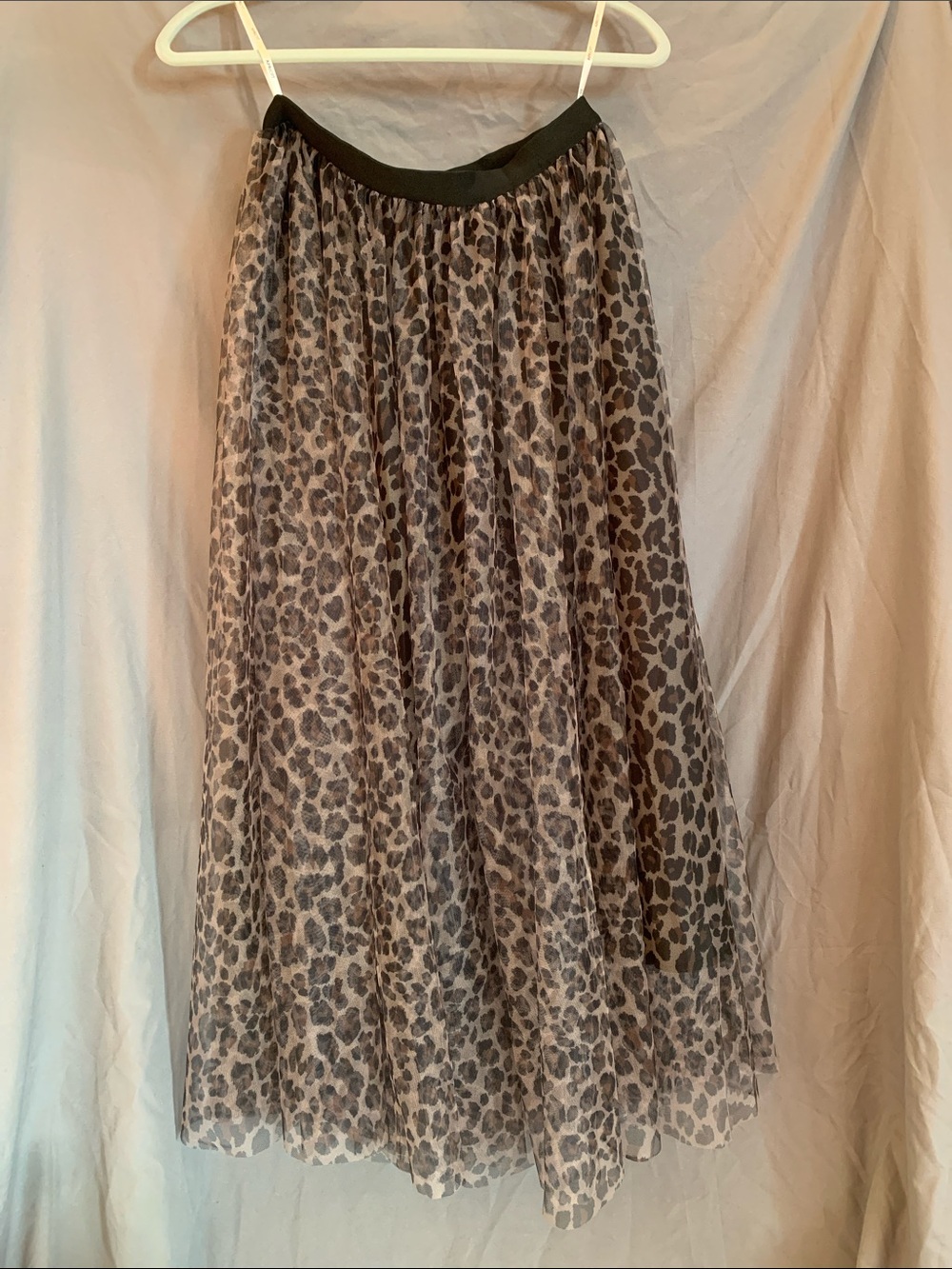 APRICOT Leopard Print Maxi Tulle Skirt - Black/Taupe